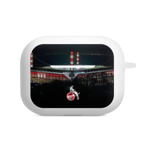 DeinDesign Hülle mit Karabiner kompatibel mit Apple AirPods Pro 1. Generation Case weiß Schutzhülle mit Schlüsselanhänger 1. FC Köln Stadion Offizielles Lizenzprodukt von DeinDesign