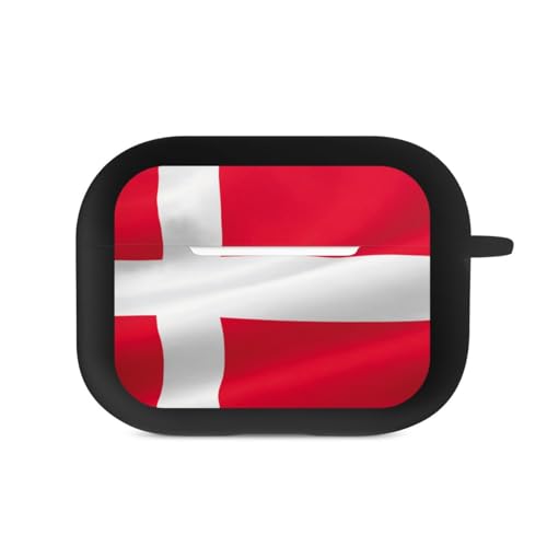 DeinDesign Hülle mit Karabiner kompatibel mit Apple AirPods Pro 2. Generation Case schwarz Schutzhülle mit Schlüsselanhänger Flagge Dänemark Flaggen von DeinDesign