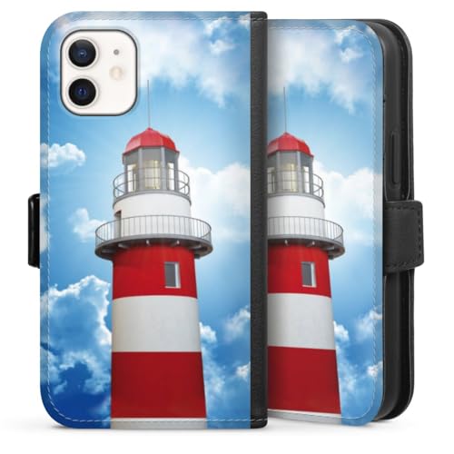 DeinDesign Klapphülle kompatibel mit Apple iPhone 12 Mini Handyhülle aus Kunst Leder schwarz Flip Case Leuchtturm Wolke Himmel DeinDesign Klapphülle kompatibel mit Apple iPhone 12 Mini Handyhülle aus Kunst Leder schwarz Flip Case Leuchtturm Wolke Himmel von DeinDesign