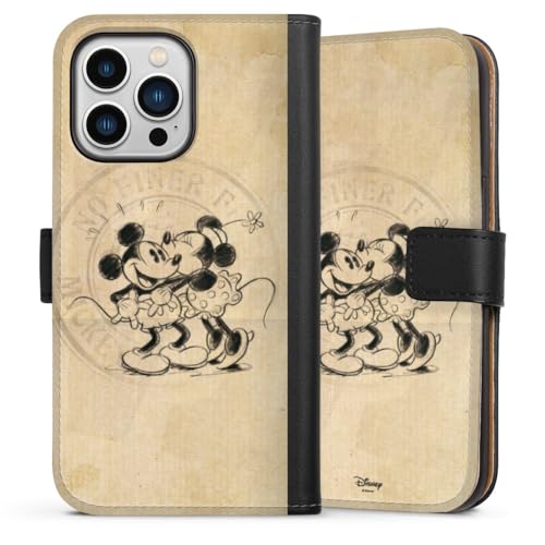 DeinDesign Klapphülle kompatibel mit Apple iPhone 13 Pro Handyhülle aus Kunst Leder schwarz Flip Case Mickey Mouse Minnie Mouse Vintage von DeinDesign