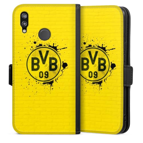 DeinDesign Klapphülle kompatibel mit Huawei P20 Lite Handyhülle aus Kunst Leder schwarz Flip Case BVB Borussia Dortmund Offizielles Lizenzprodukt von DeinDesign