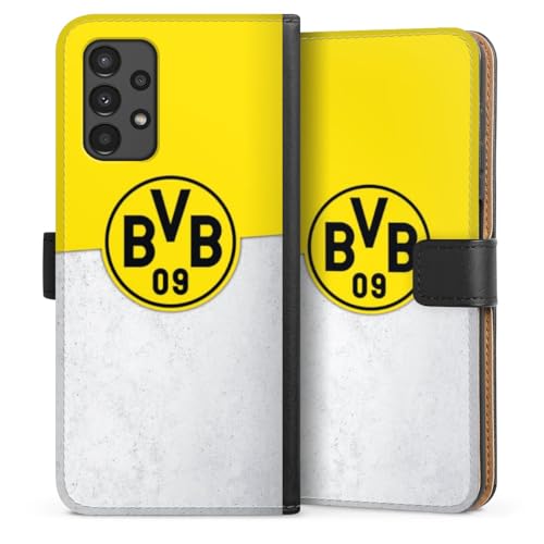DeinDesign Klapphülle kompatibel mit Samsung Galaxy A13 4G Handyhülle aus Kunst Leder schwarz Flip Case Offizielles Lizenzprodukt Borussia Dortmund BVB von DeinDesign