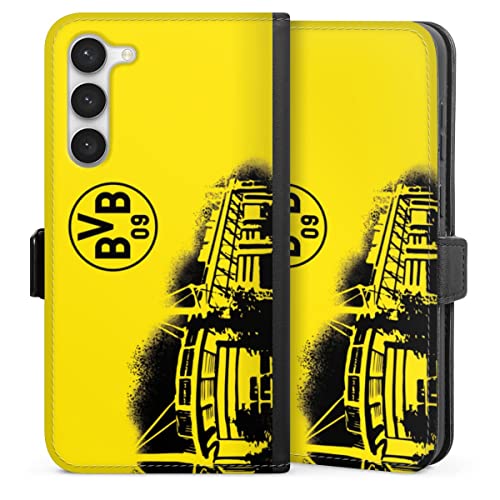 DeinDesign Klapphülle kompatibel mit Samsung Galaxy S23 Plus Handyhülle aus Kunst Leder schwarz Flip Case Borussia Dortmund Stadion BVB von DeinDesign