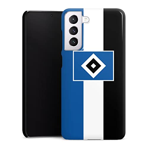 DeinDesign Premium Case kompatibel mit Samsung Galaxy S21 FE Smartphone Handyhülle Schutzhülle glänzend HSV Streifen Hamburger SV von DeinDesign