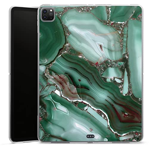 DeinDesign Silikon Hülle kompatibel mit Apple Apple iPad Pro 12.9" 4. (2020) Case Tablet Hülle Marmor Stein grün von DeinDesign