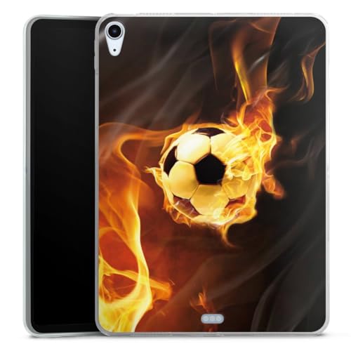 DeinDesign Silikon Hülle kompatibel mit Apple iPad Air 2020 (2020) Case Tablet Hülle Fußball Feuer Ball von DeinDesign