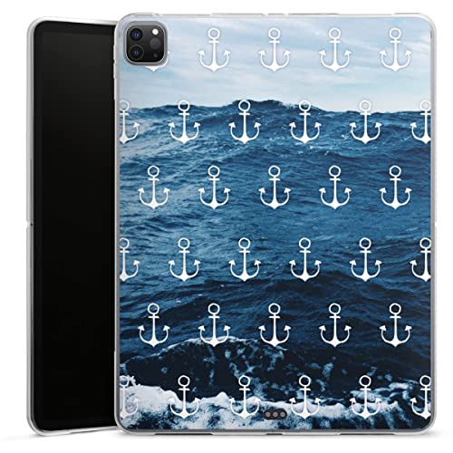 DeinDesign Silikon Hülle kompatibel mit Apple iPad Pro 12.9 (2020) Case Tablet Hülle Anker maritim Meer von DeinDesign
