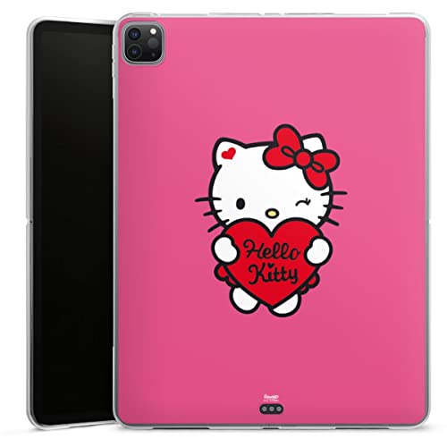 DeinDesign Silikon Hülle kompatibel mit Apple iPad Pro 12.9 (2020) Case Tablet Hülle Hello Kitty Fanartikel Herz von DeinDesign