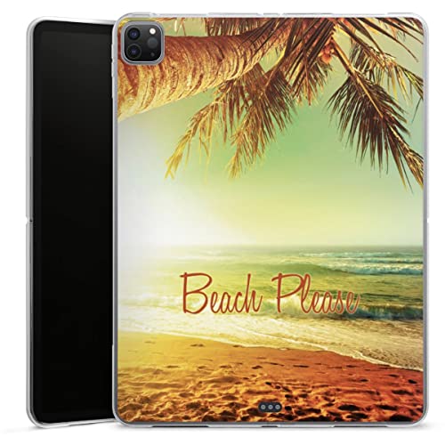 DeinDesign Silikon Hülle kompatibel mit Apple iPad Pro 12.9 (2020) Case Tablet Hülle Strand Urlaub Palme von DeinDesign