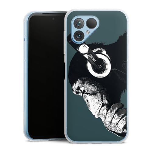 DeinDesign Silikon Hülle kompatibel mit Fairphone 5 Case transparent Handyhülle AFFE Kopfhörer Musik von DeinDesign
