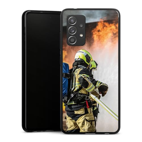DeinDesign Silikon Hülle kompatibel mit Samsung Galaxy A52 5G Case schwarz Handyhülle Feuerwehrmann Lebensretter Flamme von DeinDesign
