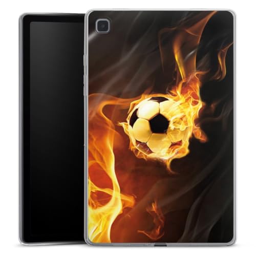 DeinDesign Silikon Hülle kompatibel mit Samsung Galaxy Tab A7 10.4 (2020) Case Tablet Hülle Fußball Feuer Ball von DeinDesign