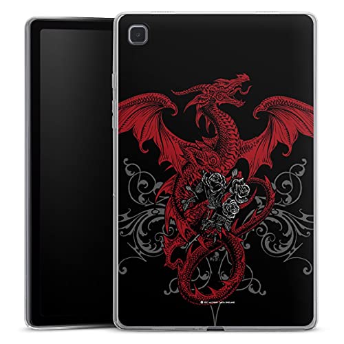 DeinDesign Silikon Hülle kompatibel mit Samsung Galaxy Tab A7 10.4 (2020) Case Tablet Hülle Gothic Rot Drache von DeinDesign