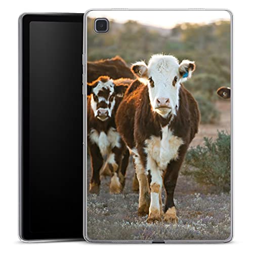 DeinDesign Silikon Hülle kompatibel mit Samsung Galaxy Tab A7 10.4 (2020) Case Tablet Hülle Kuh Kalb Landwirtschaft von DeinDesign