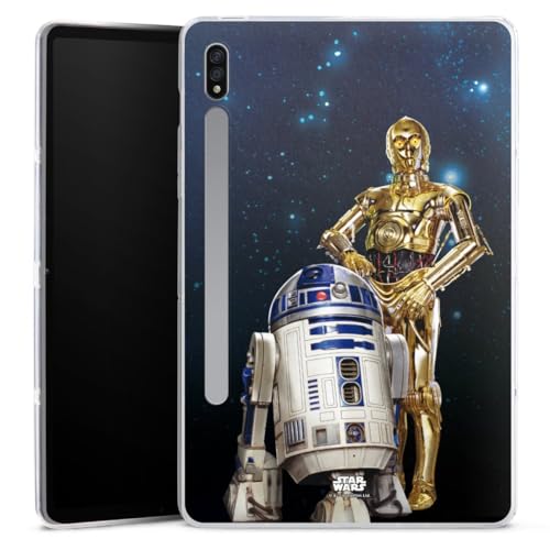 DeinDesign Silikon Hülle kompatibel mit Samsung Galaxy Tab S7 (2020) Case Tablet Hülle Star Wars R2D2 Weltall von DeinDesign