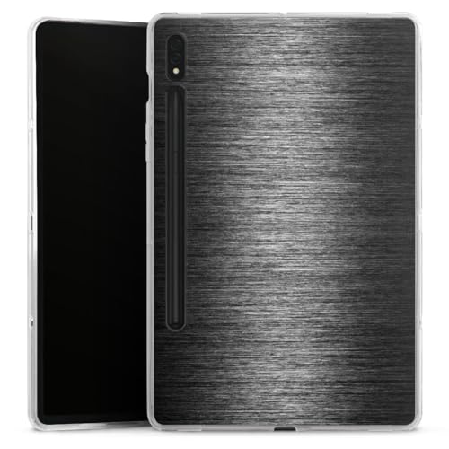 DeinDesign Silikon Hülle kompatibel mit Samsung Galaxy Tab S8 Case Tablet Hülle Metallic Look Metal Anthrazit von DeinDesign