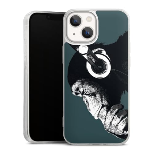 DeinDesign Slim Case extra dünn kompatibel mit Apple iPhone 13 Mini Silikon Handyhülle transparent Hülle AFFE Kopfhörer Musik DeinDesign Slim Case extra dünn kompatibel mit Apple iPhone 13 Mini Silikon Handyhülle transparent Hülle AFFE Kopfhörer Musik von DeinDesign