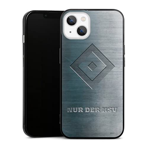 DeinDesign Slim Case extra dünn kompatibel mit Apple iPhone 13 Silikon Handyhülle schwarz Hülle HSV Hamburger SV Metallic Look von DeinDesign