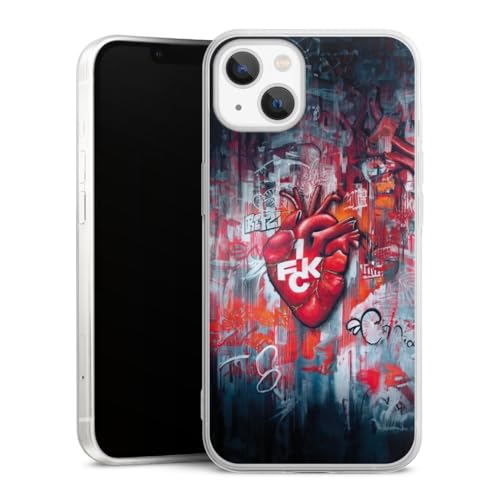 Slim Case extra dünn kompatibel mit Apple iPhone 13 Silikon Handyhülle transparent Hülle 1. FCK Herz 1. FC Kaiserslautern von DeinDesign