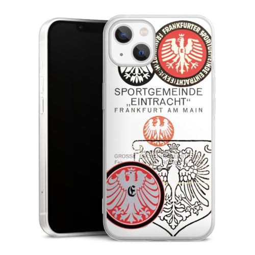 Slim Case extra dünn kompatibel mit Apple iPhone 13 Silikon Handyhülle transparent Hülle Eintracht Frankfurt Retro Offizielles Lizenzprodukt von DeinDesign