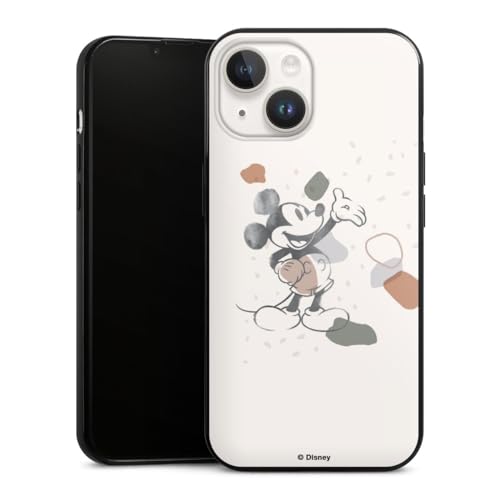 DeinDesign Slim Case extra dünn kompatibel mit Apple iPhone 14 Silikon Handyhülle schwarz Hülle Mickey Mouse Disney Offizielles Lizenzprodukt von DeinDesign