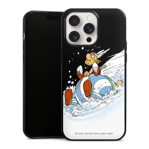 Slim Case extra dünn kompatibel mit Apple iPhone 15 Pro Max Silikon Handyhülle schwarz Hülle Asterix Obelix Kindheit von DeinDesign