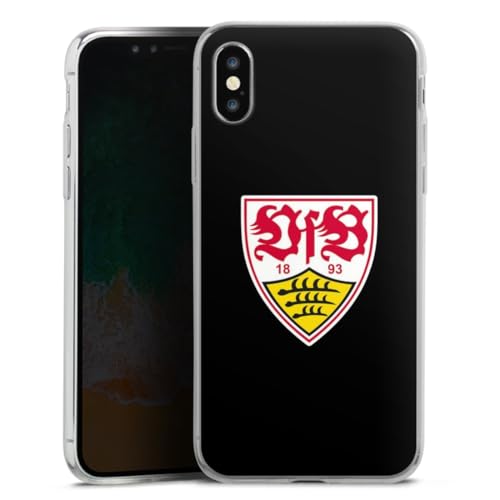 DeinDesign Slim Case extra dünn kompatibel mit Apple iPhone XS Silikon Handyhülle transparent Hülle VfB Stuttgart Offizielles Lizenzprodukt Wappen von DeinDesign