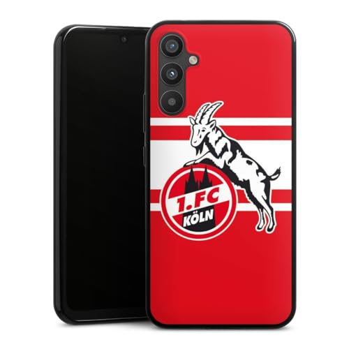 DeinDesign Slim Case extra dünn kompatibel mit Samsung Galaxy A34 5G Silikon Handyhülle schwarz Hülle 1. FC Köln Offizielles Lizenzprodukt Wappen von DeinDesign
