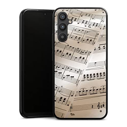 DeinDesign Slim Case extra dünn kompatibel mit Samsung Galaxy A34 5G Silikon Handyhülle schwarz Hülle Musiknoten Musik Hobby von DeinDesign