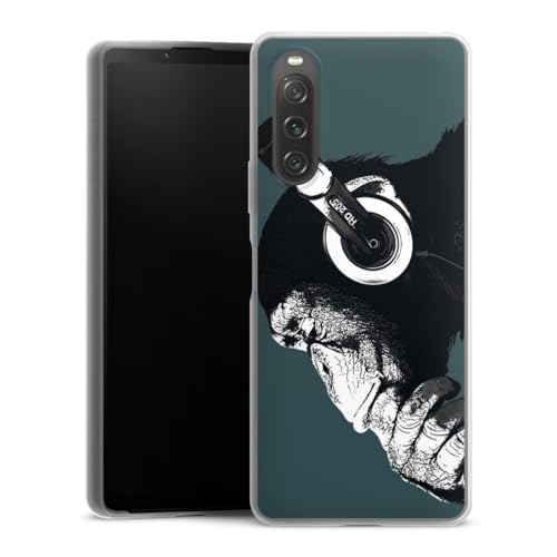 DeinDesign Slim Case extra dünn kompatibel mit Sony Xperia 10 V Silikon Handyhülle transparent Hülle AFFE Kopfhörer Musik DeinDesign Slim Case extra dünn kompatibel mit Sony Xperia 10 V Silikon Handyhülle transparent Hülle AFFE Kopfhörer Musik von DeinDesign
