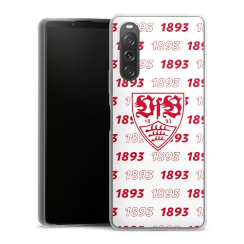 DeinDesign Slim Case extra dünn kompatibel mit Sony Xperia 10 V Silikon Handyhülle transparent Hülle VfB Stuttgart Logo Muster von DeinDesign