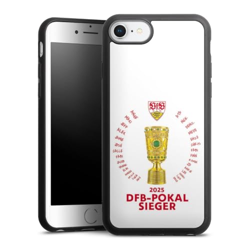 Gallery Case kompatibel mit Apple iPhone SE (2022) Handyhülle 9H Gehärtetes Glas Rückseite Hülle VfB Stuttgart Pokal Fanartikel von DeinDesign