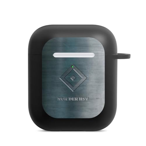 Hülle mit Karabiner kompatibel mit Apple AirPods (2. Generation) Case schwarz Schutzhülle mit Schlüsselanhänger HSV Hamburger SV Metallic Look von DeinDesign