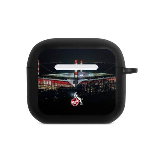 Hülle mit Karabiner kompatibel mit Apple AirPods (3. Generation) Case schwarz Schutzhülle mit Schlüsselanhänger 1. FC Köln Stadion Offizielles Lizenzprodukt von DeinDesign