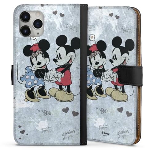 Klapphülle kompatibel mit Apple iPhone 11 Pro Max Handyhülle aus Kunst Leder schwarz Flip Case Disney Mickey & Minnie Mouse Vintage von DeinDesign