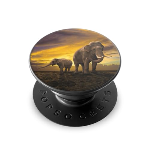 Popsockets PopGrip Handy Halterung Ständer Smartphone & Tablet Griff Elefant Sonnenuntergang Sonnenschein von DeinDesign