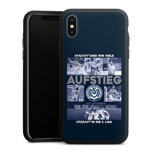 Premium Silikon Hülle kompatibel mit Apple iPhone XS Handyhülle schwarz Case MSV Duisburg Aufstieg Offizielles Lizenzprodukt von DeinDesign