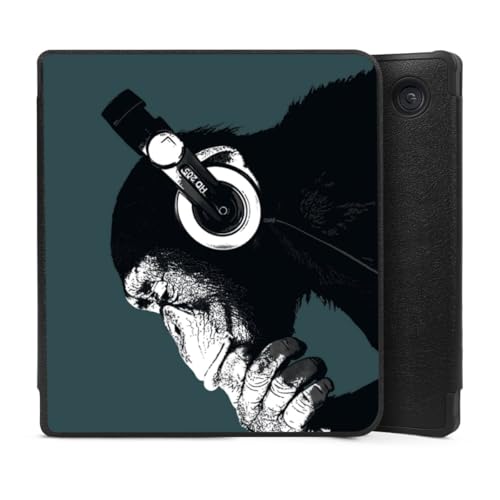 Schutzhülle schwarz kompatibel mit tolino Vision Color E-Reader Kunstleder Case Hülle AFFE Kopfhörer Musik von DeinDesign