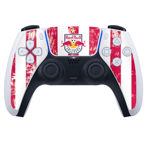 Skin kompatibel mit Sony Playstation 5 PS5 Controller Folie Sticker FC Red Bull Salzburg Streifen Offizielles Lizenzprodukt von DeinDesign