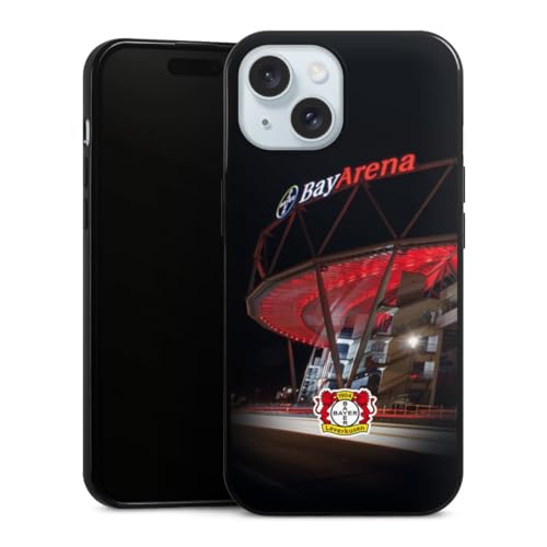 Slim Case extra dünn kompatibel mit Apple iPhone 15 Silikon Handyhülle schwarz Hülle Bayer 04 Leverkusen Stadion Offizielles Lizenzprodukt von DeinDesign