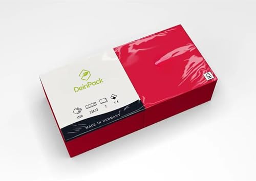 Deinpack 1500 Servietten 2 lagig 1/4 Falz rot | Tissueservietten rot | geeignet für Gastronomie, Grillen, Haushalt, Hochzeiten, Catering oder Feste | umweltfreundlich Deinpack 1500 Servietten 2 lagig 1/4 Falz rot | Tissueservietten rot | geeignet für Gastronomie, Grillen, Haushalt, Hochzeiten, Catering oder Feste | umweltfreundlich von DeinPack