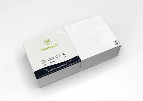 Deinpack 250 Servietten 2 lagig 1/4 Falz weiß | Tissueservietten weiß | geeignet für Gastronomie, Grillen, Haushalt, Hochzeiten, Catering oder Feste | umweltfreundlich Deinpack 250 Servietten 2 lagig 1/4 Falz weiß | Tissueservietten weiß | geeignet für Gastronomie, Grillen, Haushalt, Hochzeiten, Catering oder Feste | umweltfreundlich von DeinPack