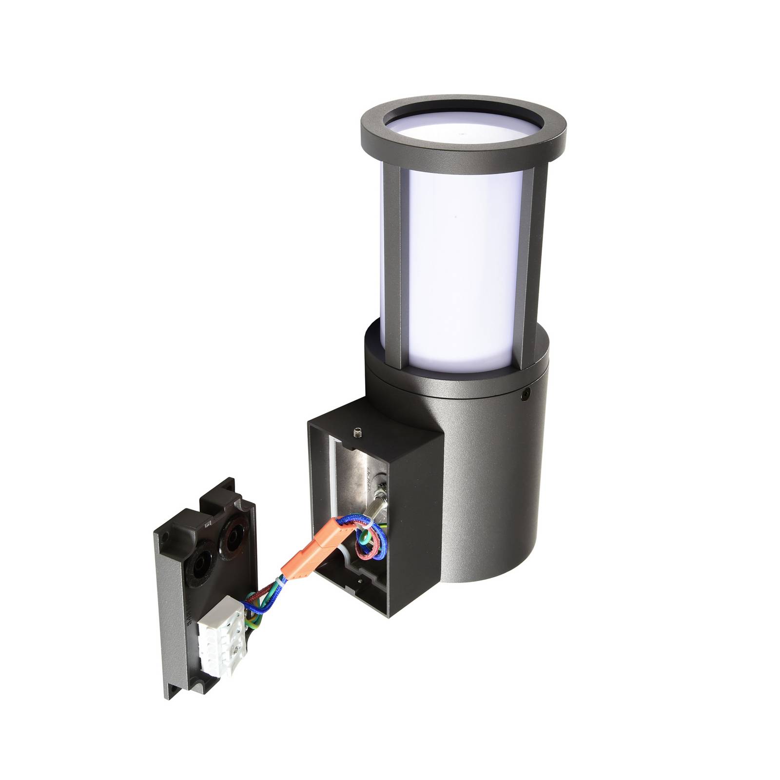 Außenwandleuchte Facado II, grau/opal, Ø 11 cm, IP65, Metall Außenwandleuchte Facado II, grau/opal, Ø 11 cm, IP65, Metall von Deko-Light