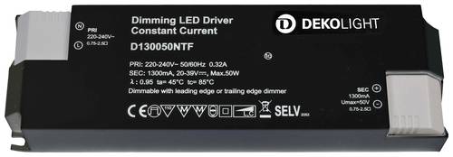 Deko Light BASIC, DIM, CC LED-Treiber Konstantstrom 50W 1.30A 20 - 39 V/DC 1St. Deko Light BASIC, DIM, CC LED-Treiber Konstantstrom 50W 1.30A 20 - 39 V/DC 1St. von Deko Light