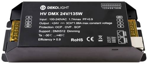 Deko Light BASIC, DIM, CV, HV DMX LED-Trafo Konstantspannung 0mA - 5.63A 24 V/DC 1St. Deko Light BASIC, DIM, CV, HV DMX LED-Trafo Konstantspannung 0mA - 5.63A 24 V/DC 1St. von Deko Light
