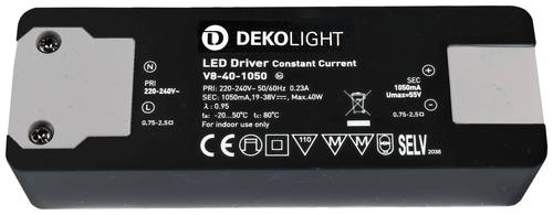 Deko Light Basic CC LED-Trafo Konstantstrom 40W 1050mA 19 - 38V 1St. Deko Light Basic CC LED-Trafo Konstantstrom 40W 1050mA 19 - 38V 1St. von Deko Light