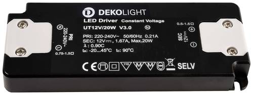 Deko Light FLAT, CV, UT12V/20W LED-Treiber 20W 0 - 1670mA 12V 1St. von Deko Light