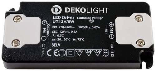 Deko Light FLAT, CV, UT12V/6W LED-Treiber Konstantspannung 6W 0 - 500mA 12V 1St. von Deko Light