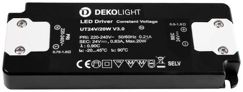 Deko Light FLAT, CV, UT24V/20W LED-Treiber Konstantspannung 20W 0 - 830mA 24V 1St. von Deko Light