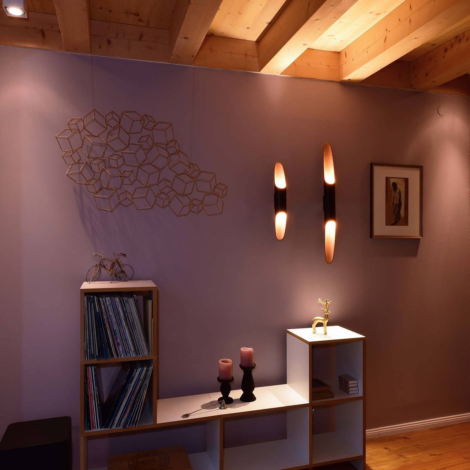 LED-Wandleuchte Apodis, schwarz/rosé, Höhe 80 cm, Metall dim LED-Wandleuchte Apodis, schwarz/rosé, Höhe 80 cm, Metall dim von Deko-Light